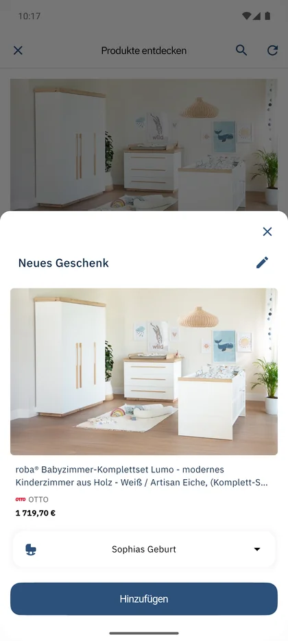 SmileBaby App - Online-Shops erkunden und Geschenke speichern