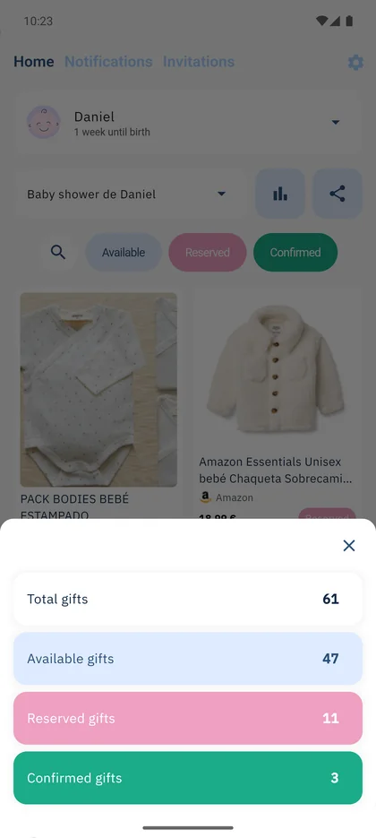 SmileBaby app - Gift statistics