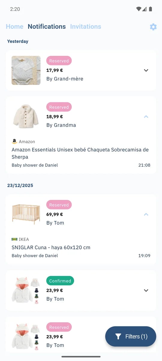 SmileBaby app - Notificaciones en tiempo real