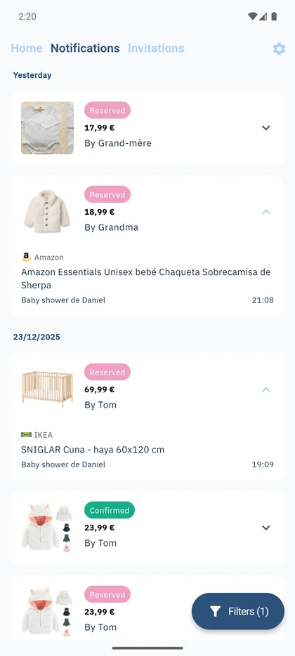 SmileBaby app - Real-time notifications