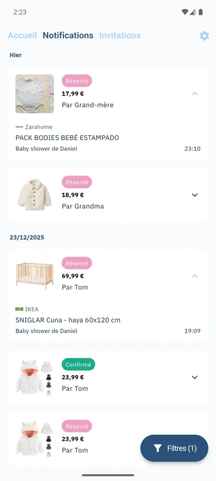 App SmileBaby - Notifications en temps réel