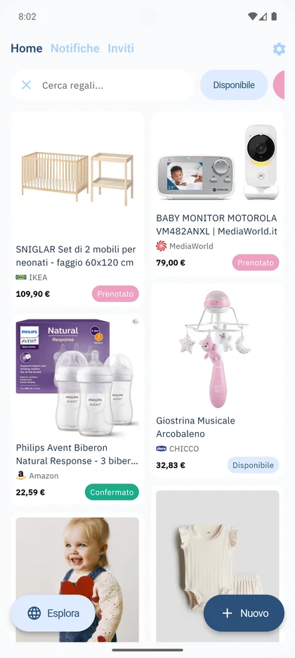 App SmileBaby - Cerca nella lista regali