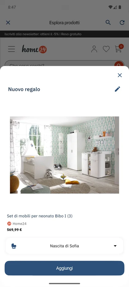 App SmileBaby - Esplora negozi online e salva regali