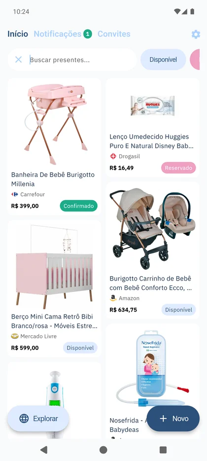 App SmileBaby - Buscar na lista de presentes